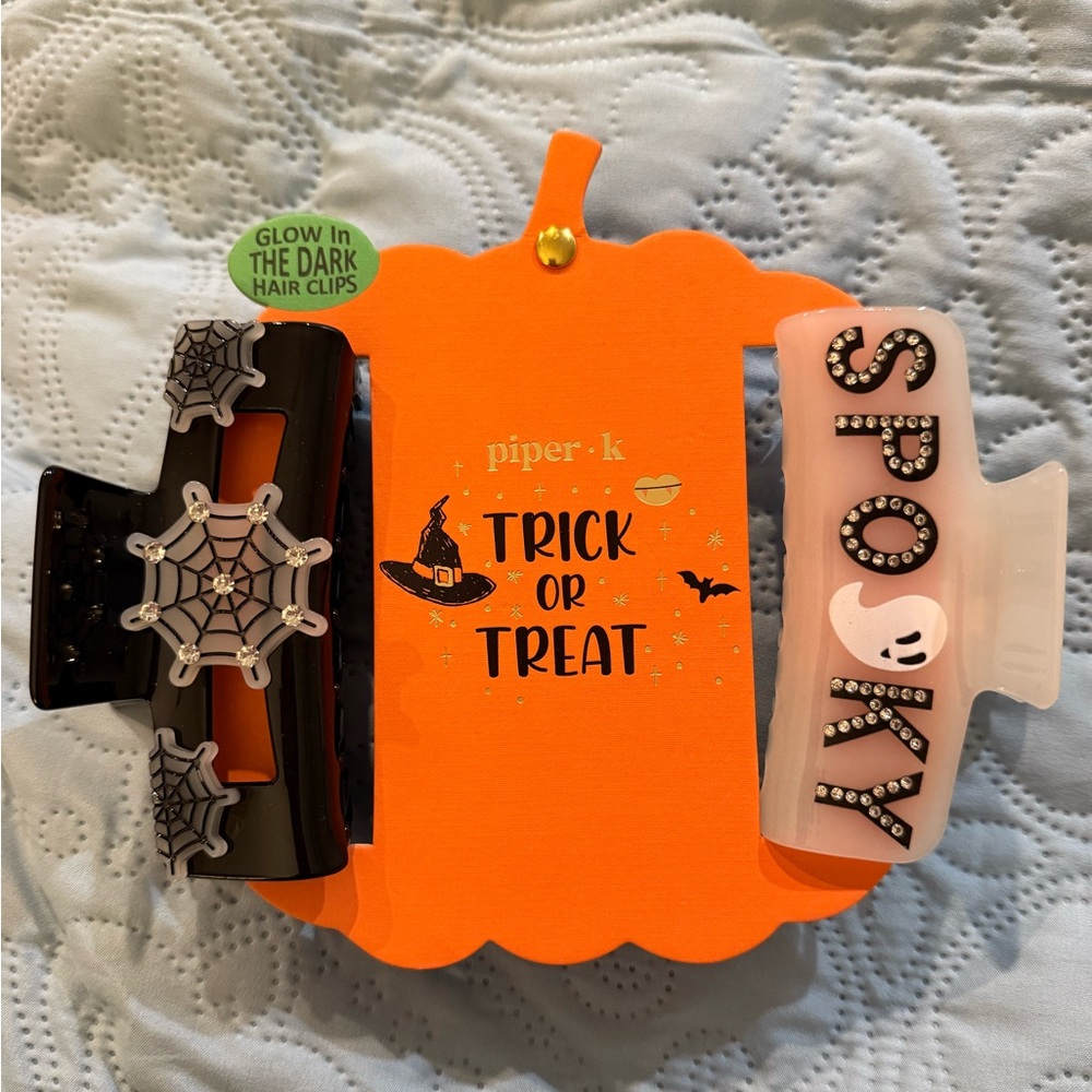 Piper K Black and White Halloween Hair Clips